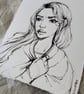 Manon Blackbeak (Throne of Glass) Fan Art, Ink Sketch