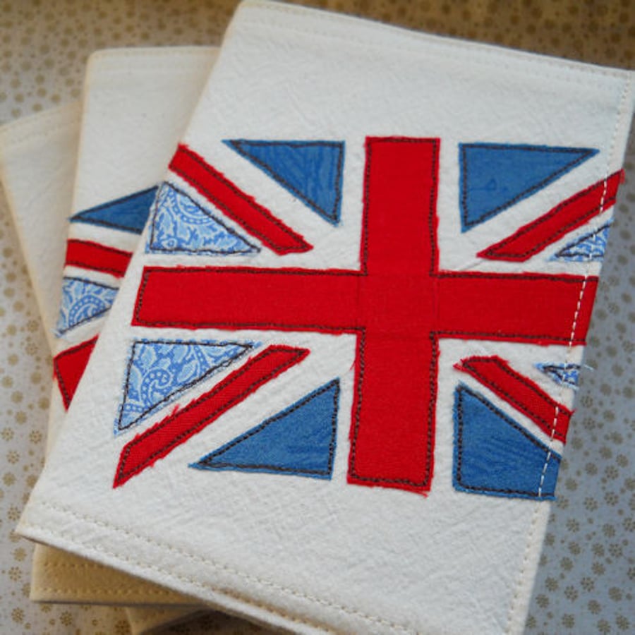 applique union jack flag notebook - A6