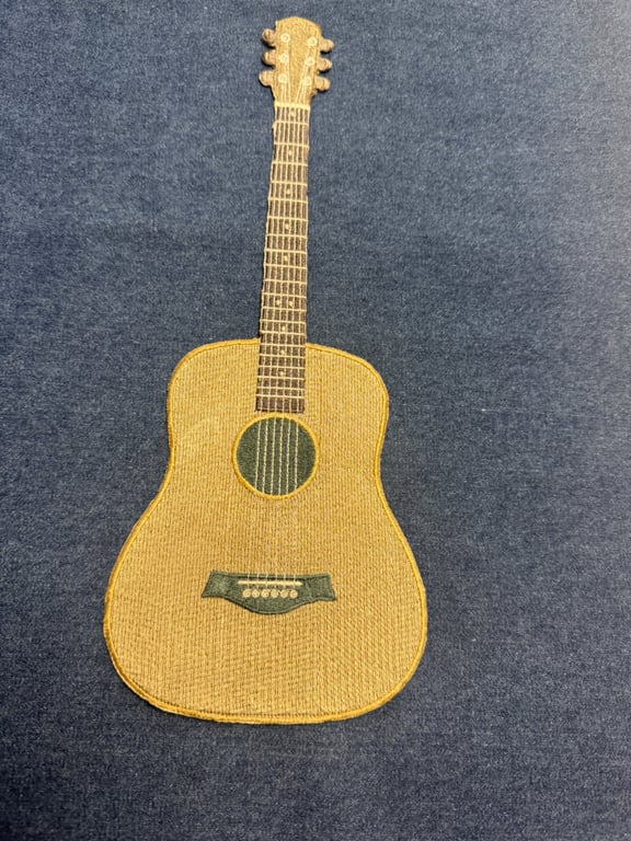 Large Embroidered Acoustic Guitar Patch – Music Lover, Guitarist Gift Appliqué