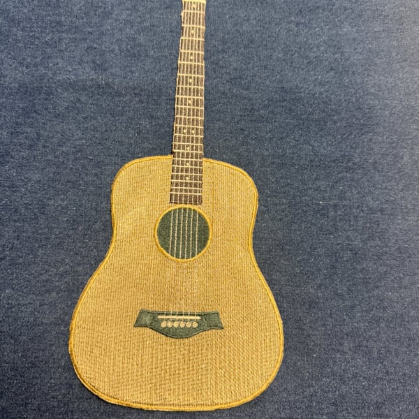 Large Embroidered Acoustic Guitar Patch – Music Lover, Guitarist Gift Appliqué