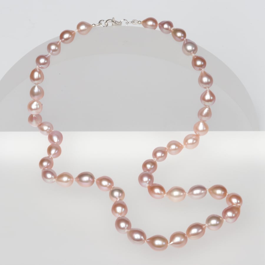 Pale Pink Freshwater Pearl Necklace with Sterling Silver Clasp