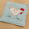 Fabric Coaster  - Chicken on a Mission!