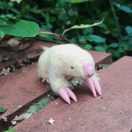 Marsupial mole needle felted soft sculpture