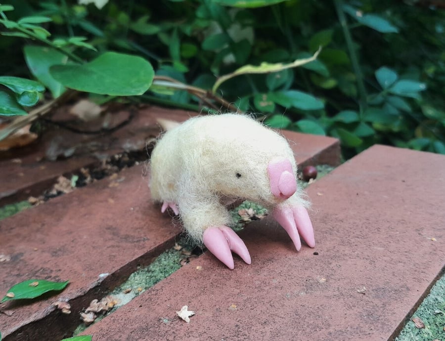 Marsupial mole needle felted soft sculpture