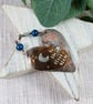 Heart Hanging Decoration. Copper with Moon and Stars and Agate Gemstones