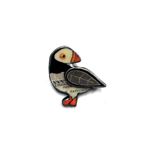 Wonderfully Whimsical Layered Puffin Scandi Brooch EllyMental 