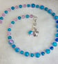 Gorgeous Blue Pink Glass Choker Necklace. - Image 1