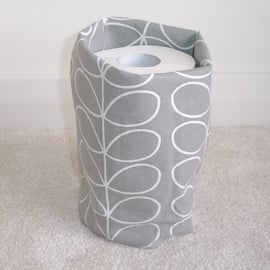 Toilet Roll Holder 2 Loo Roll Storage Basket Light Silver Grey Stem Leaves
