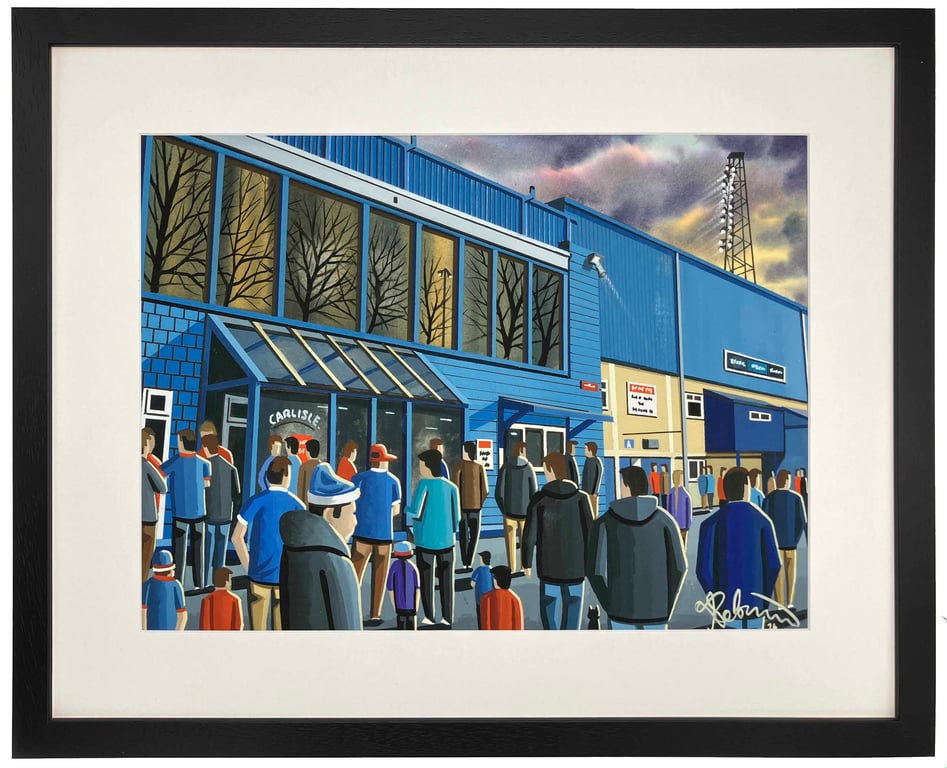 Carlisle United, Brunton Park, Framed Football Art Print. 20" x 16" Frame Size