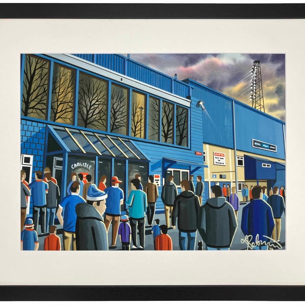 Carlisle United, Brunton Park, Framed Football Art Print. 20" x 16" Frame Size