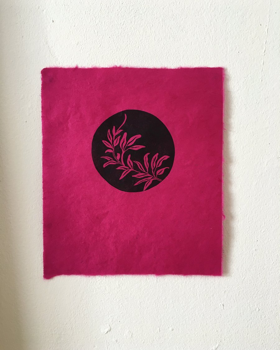 Apex, linocut print on handmade paper.