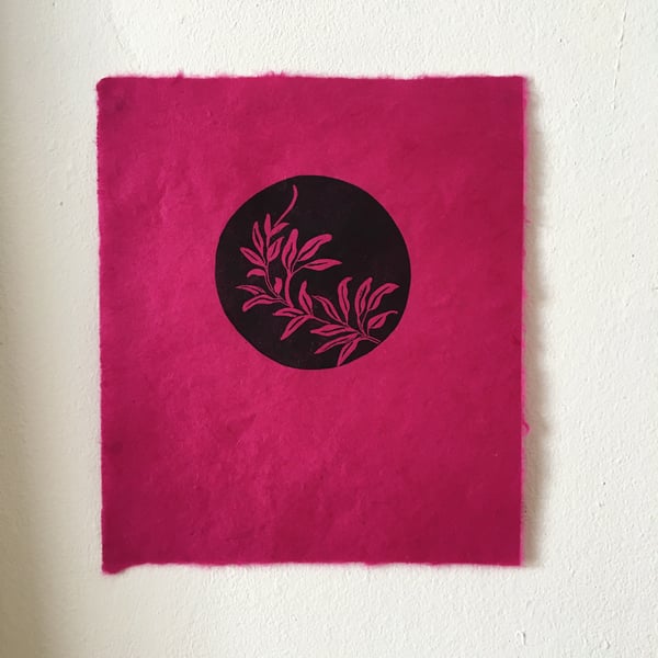 Apex, linocut print on handmade paper.