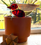 Red Robin fused glass plant stake