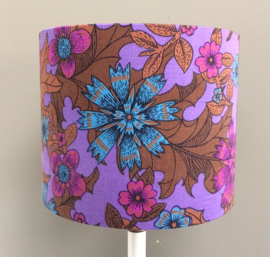 Hollywood Regency Purple Fenella Cravendale 60s 70s Vintage Fabric Lampshade