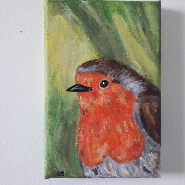 Robin small original painting on canvass