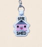She Shed Keyring - Embroidered Faux Leather Garden Room Bag Charm