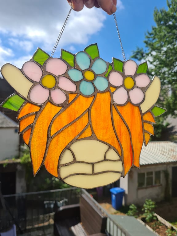 Floral Highland cow