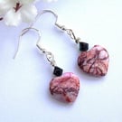 Rhodochrosite Gemstone and Crystal Earrings