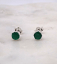 Green Onyx Facet 4mm Gemstone 6 Prong Sterling Silver Stud Earrings. - Image 2