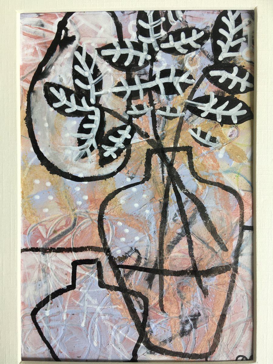 Original Botanical Abstract in Monochrome.