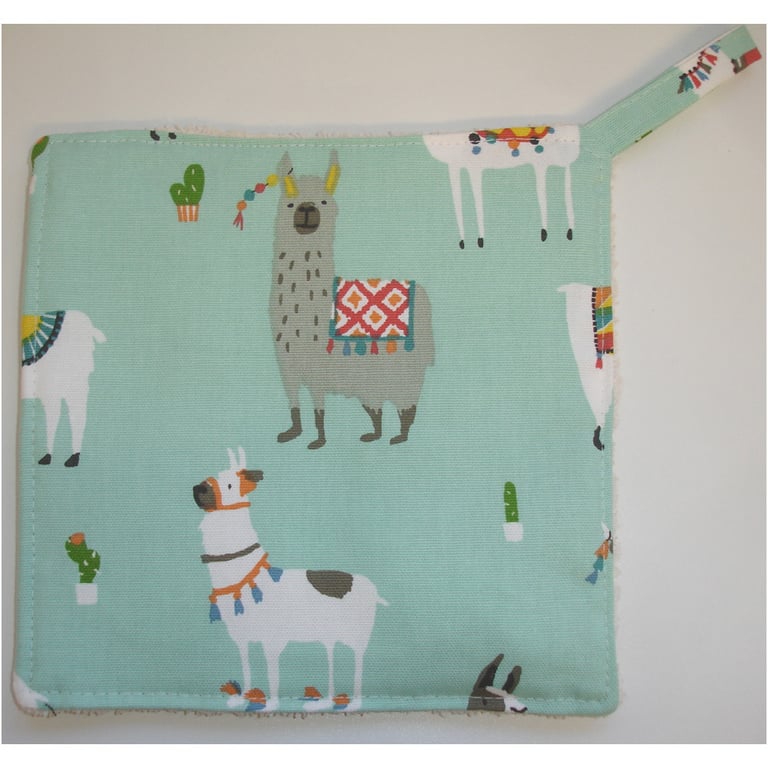 Llama Pot Holder Potholder Kitchen Grab Mat Pad Llamas Mint Green