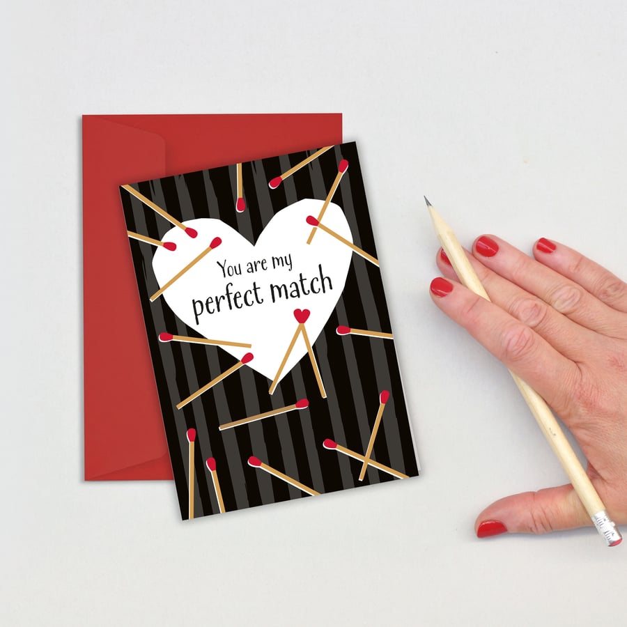 Valentines Day card - Perfect Match - love card - for her - for him