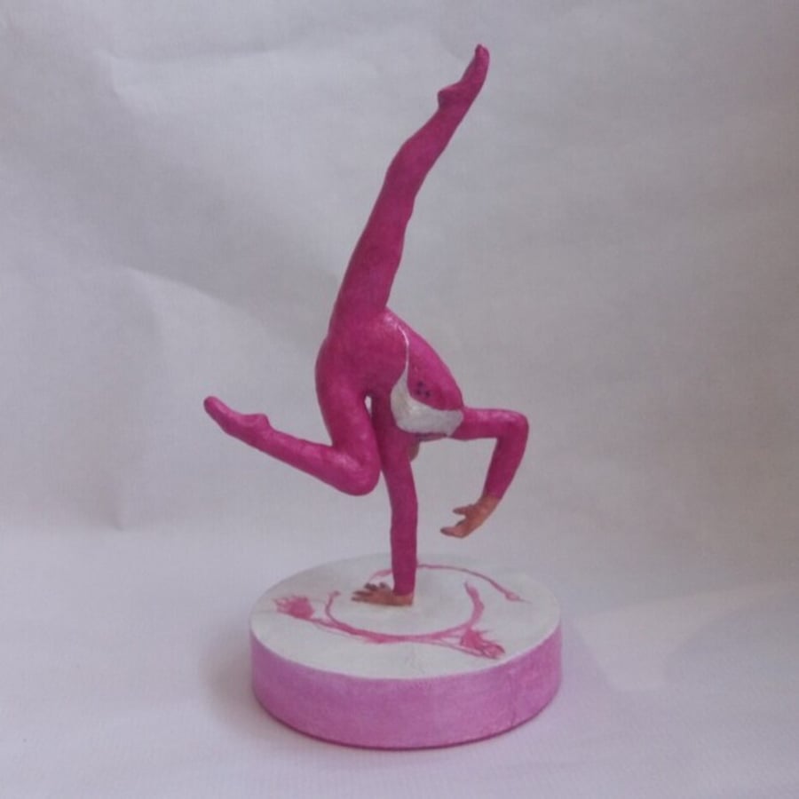 Pretty in Pink - acrobat hand balancer sculpture, 19.5cm high including base