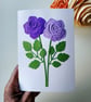 Purple Roses - Flower Shop Moments, Blank Handmade Floral Card 
