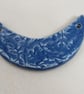 Ice Blue Leaf Pattern Ceramic Crescent Bib Pendant - Image 1