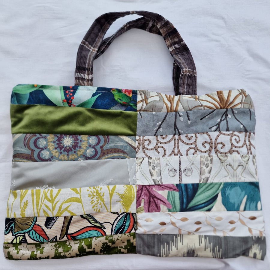 Large handmade patchwork shoulder tote bag