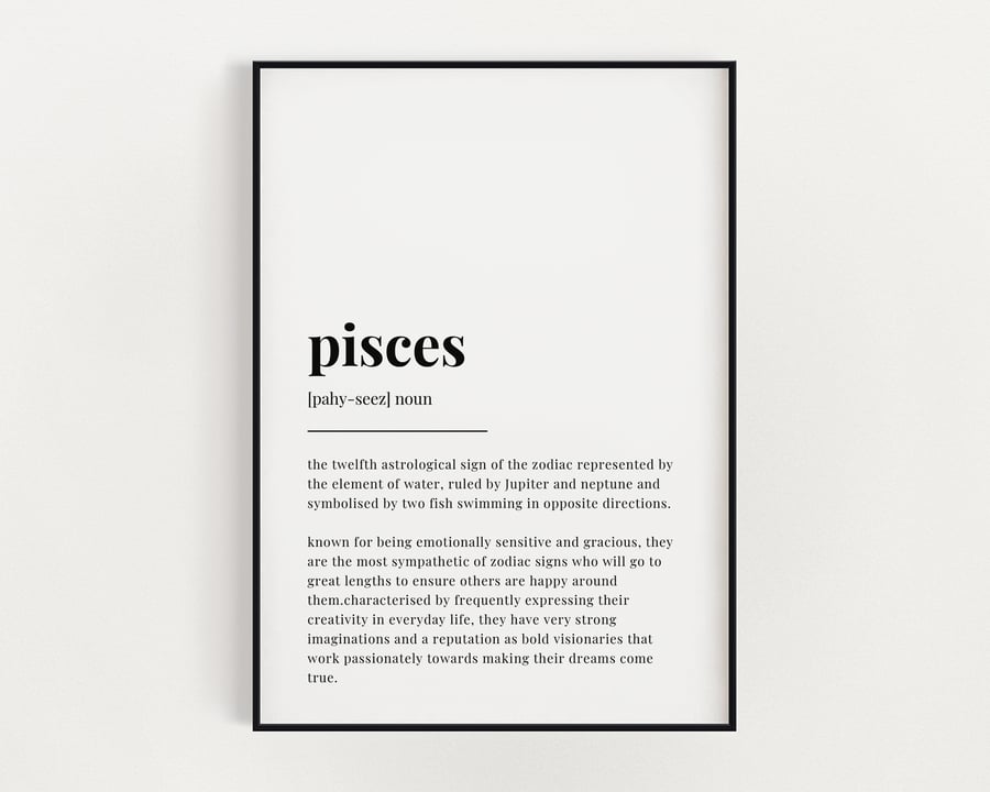 PISCES DEFINITION PRINT, Astrology Gift, Pisces Gifts, Star Sign Gift, Wall Art