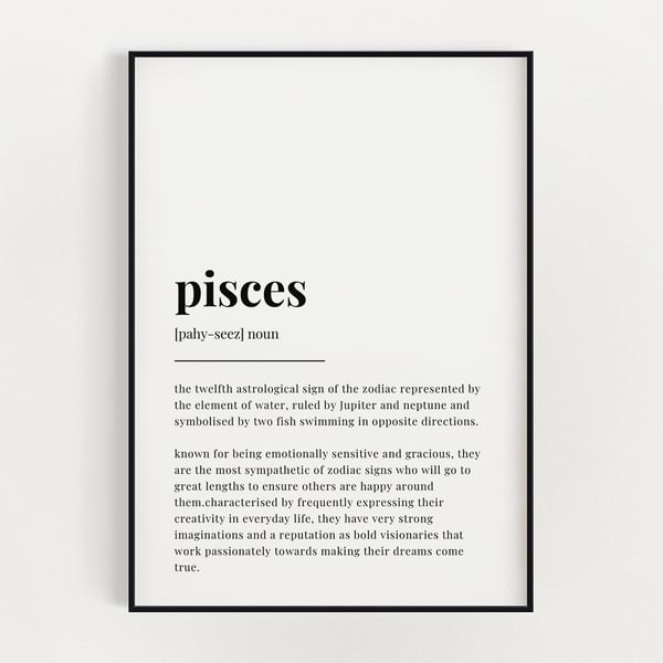 PISCES DEFINITION PRINT, Astrology Gift, Pisces Gifts, Star Sign Gift, Wall Art