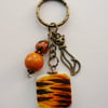 Antique Bronze Tiger Cat Print Keyring   KCJ858