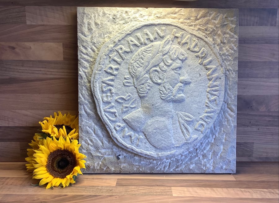 Denarius - Hadrian - Roman Coin Stone Carving - Gift for coin collector
