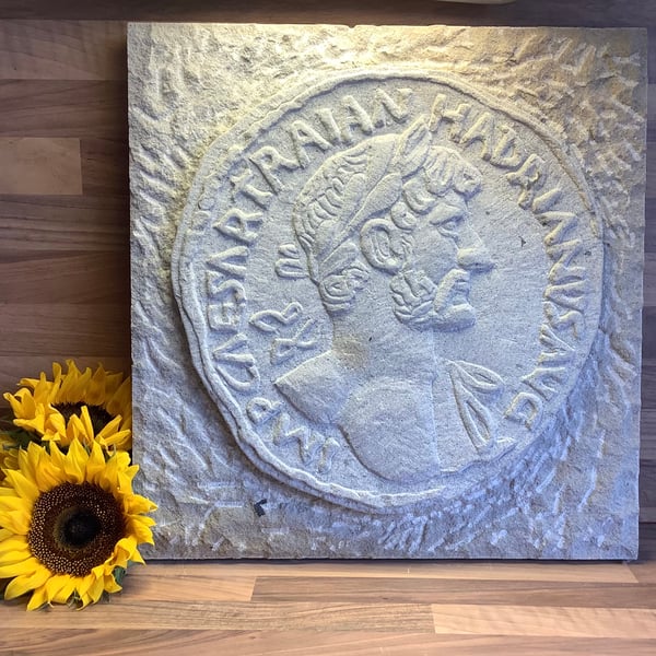 Denarius - Hadrian - Roman Coin Stone Carving - Gift for coin collector