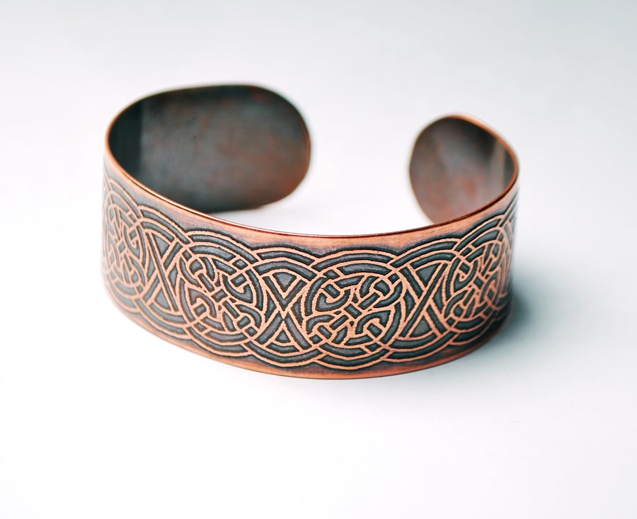 Copper Celtic Knotwork cuff bracelet bangle