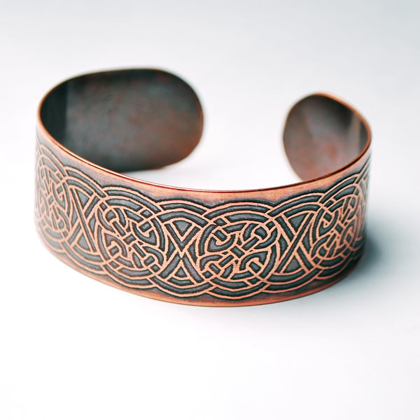 Copper Celtic Knotwork cuff bracelet bangle