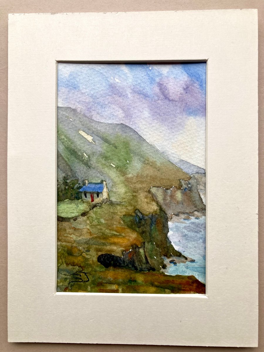 Coastal Cottage Scotland original fine art watercolour 