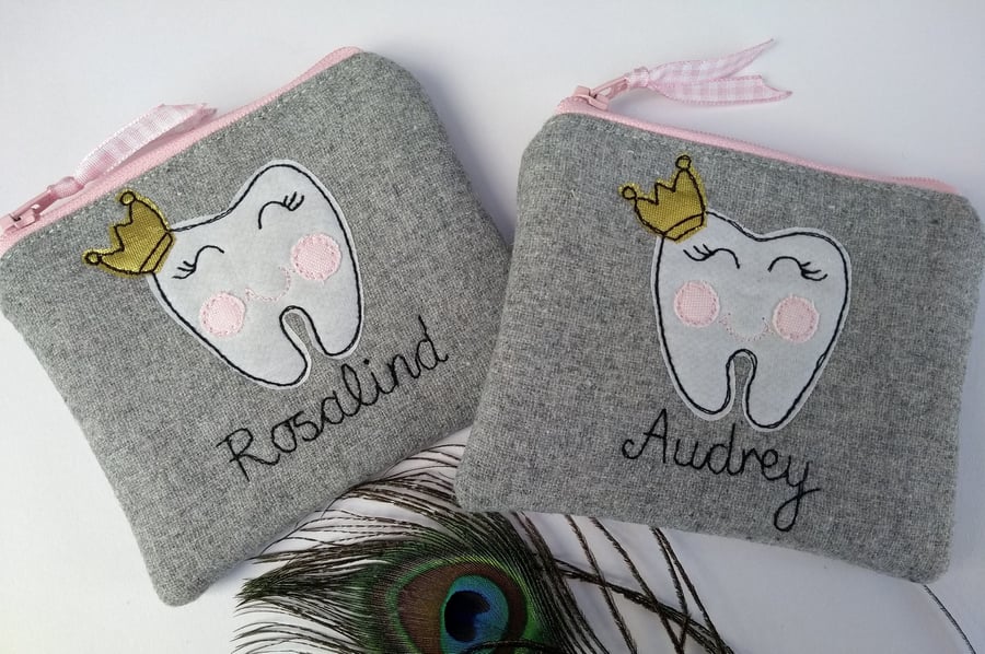Girls Tooth Fairy Personalised Purse - Wallet or Pouch for Keeping Teeth