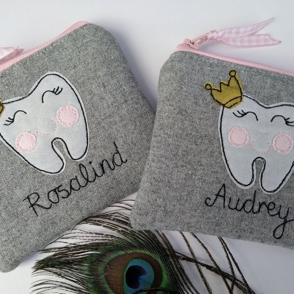 Girls Tooth Fairy Personalised Purse - Wallet or Pouch for Keeping Teeth