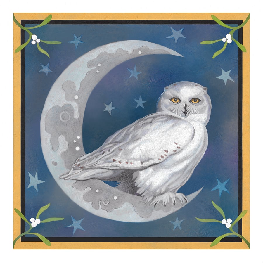 Snowy Owl Giclee Art Print - "Midnight Owl" 