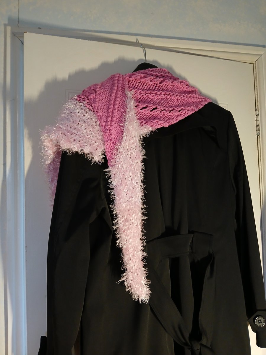 Hand Knitted Asymmetrical Scarf - Unique design