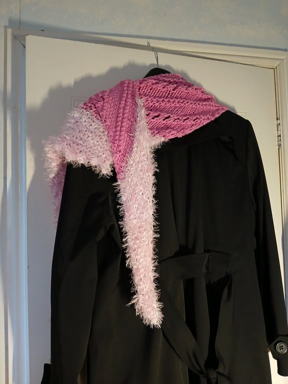 Hand Knitted Asymmetrical Scarf - Unique design