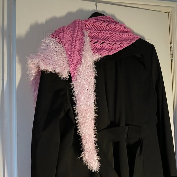 Hand Knitted Asymmetrical Scarf - Unique design