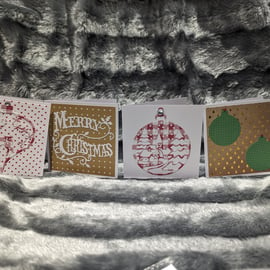 4-pack Christmas Red n White Cards