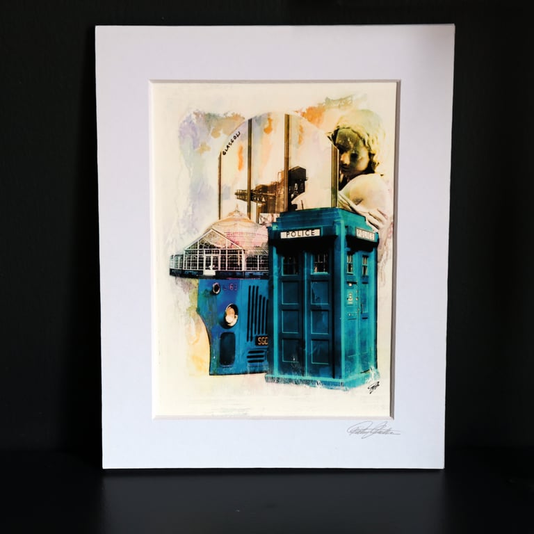 Glasgow Mixed Media Collage, Archival Print of Original Art Work 