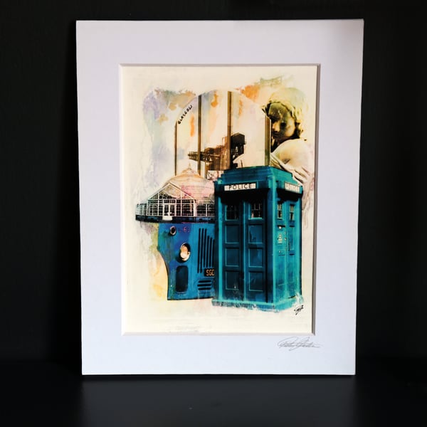 Glasgow Mixed Media Collage, Archival Print of Original Art Work 