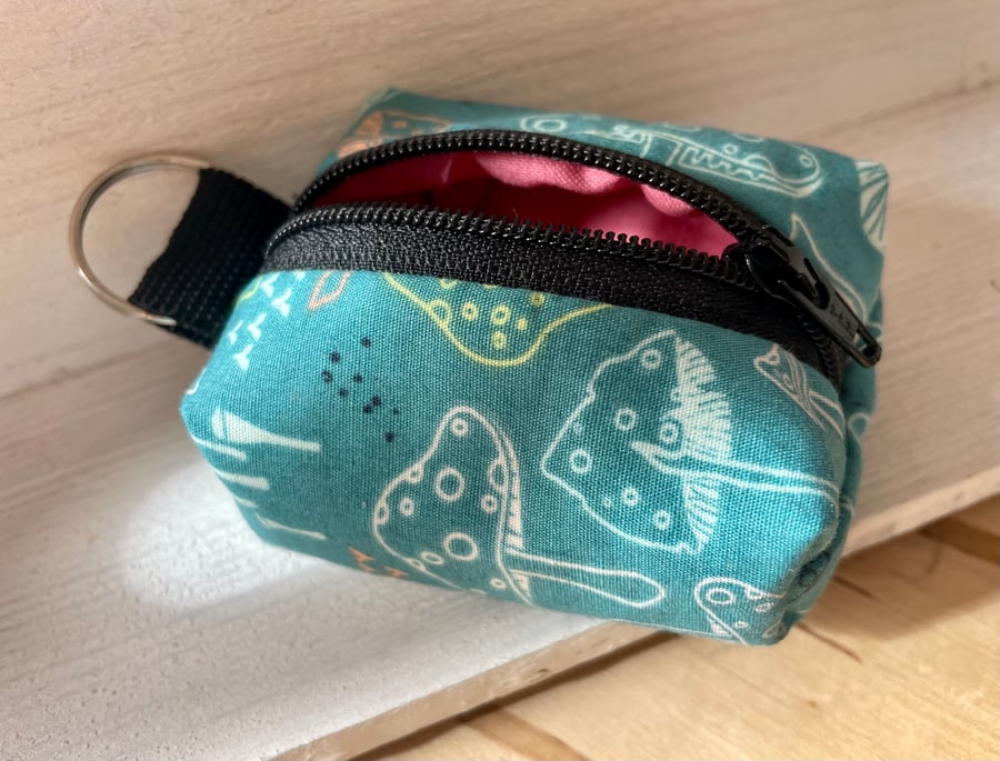 Key ring pouch with a mushroom pattern  UK delivery free