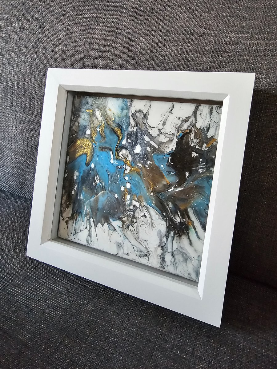Framed art. Abstract Paint Pouring Wall Art