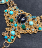 Bejewelled Wire Weave Elephant Necklace with Jasper, Tarnish resistant Gold plat - Image 6